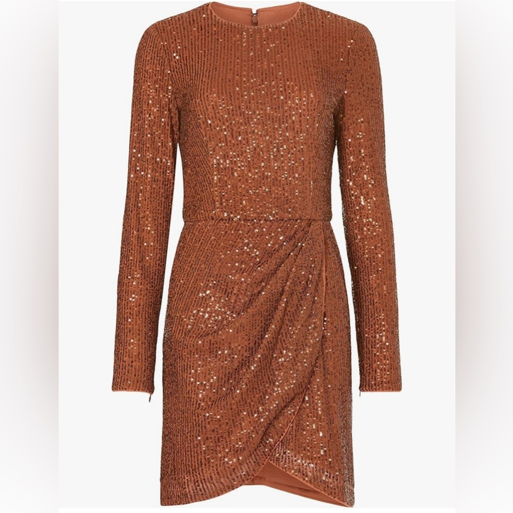 Toccin X $795 Designer Sequined Brown Mini Dress Cocktail Party Size 2 - Picture 2 of 9